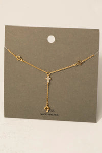 Mini Cross Charm Necklace-Gold