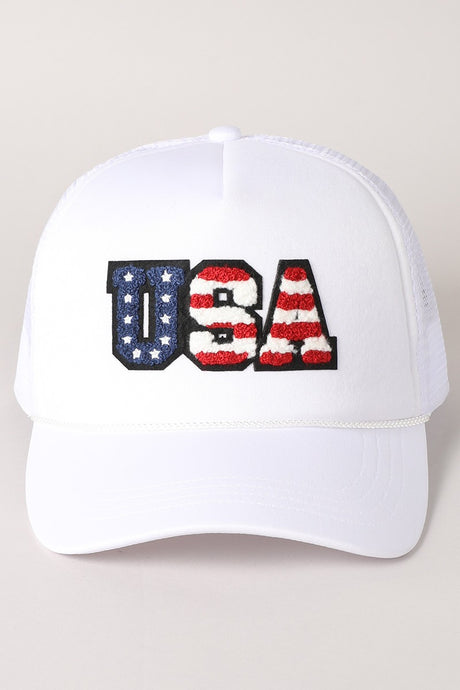 USA Trucker Hat-White