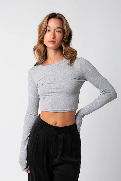 Maisie Crop Top-Grey