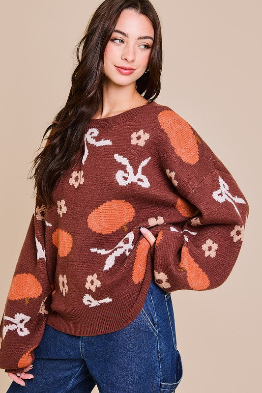 Leaf Sweater-Brown