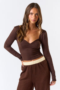 Lillian Crop Top-Brown