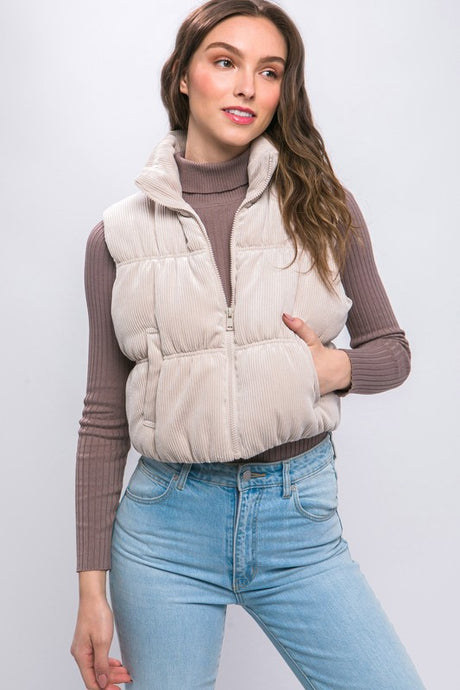 Pilar Puffer Vest-Cream