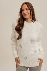 FINAL SALE Snowflake Fuzzy Sweater