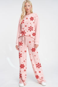 Snowflake PJ Bottoms-Pink