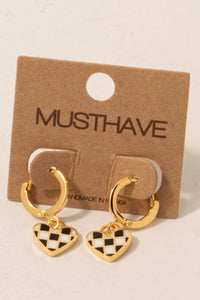 Checkered Heart Earrings