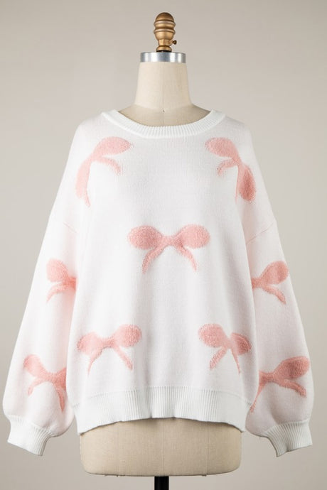 Bella Bow Sweater-Blush