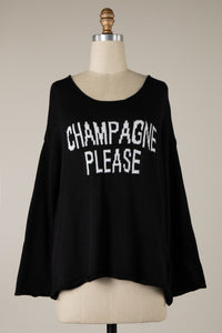 Champagne Please Sweater-Black