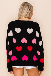 Nina Heart Sweater-Black